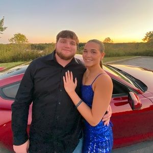 Blue and Silver Ombre Sequin Bodycon Mini Dress